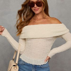 Romantic Match Knit Off Shoulder Top