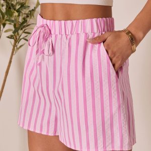 Florine Striped Drawstring Shorts
