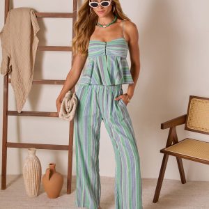 Ediena Striped Linen Pants