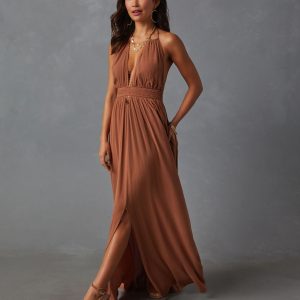 Oriana Pocketed Rope Trim Maxi Dress