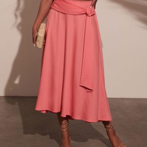 Sharena Waist Tie Midi Skirt