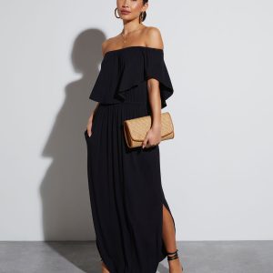 Kara Off The Shoulder Pocketed Maxi Dress