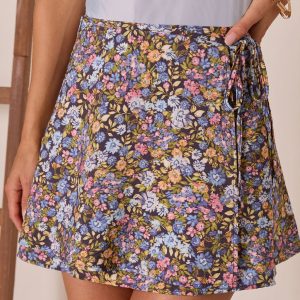 Willow Bloom Floral Wrap Mini Skirt