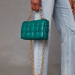 Desire Padded Woven Chain Handbag