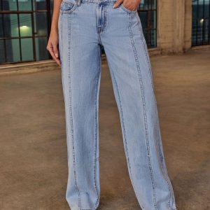 Claira Rigid Pintuck Relaxed Leg Jeans
