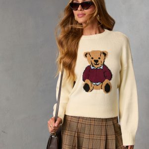 Autumn Ivy Teddy Bear Graphic Sweater