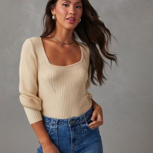Keller Balloon Sleeve Ribbed Sweater