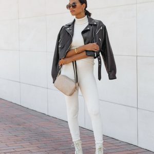 Fashionably Casual Knit High Rise Straight Pants