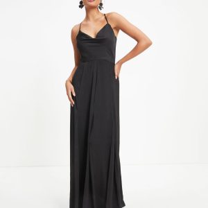 Hey Bella Satin Cowl Neck Maxi Dress