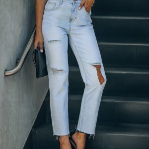 Mila High Rise Distressed Denim