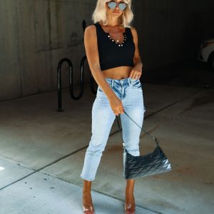 Sedalia Sleeveless Button Front Crop Top