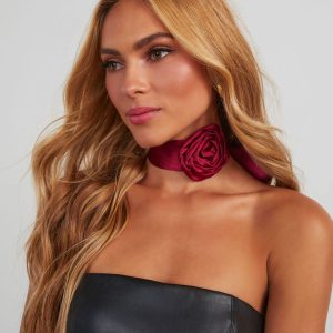 Hearts Aflame Rosette Satin Scarf