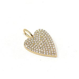 Embellished Heart 14k Plated Rhinestone Charm