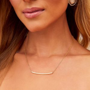 Simple Bar 18k Gold Plated Rhinestone Necklace
