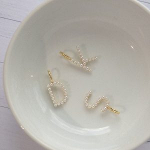 Pearl Letter 14k Plated Charm