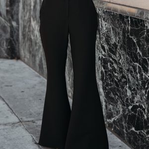 Runway Pocketed Belted Flare Trousers