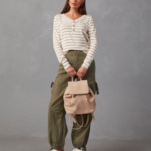 Suzanne Ribbed Knit Henley Top